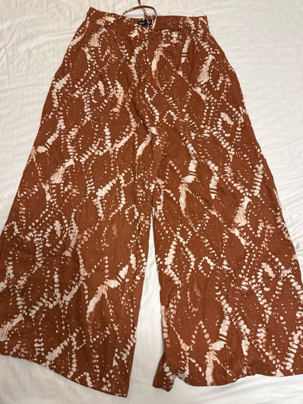 Simply Vera Vera Wang Rust Brown Printed Wide-Leg Pants
